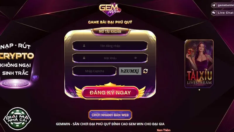 Cách thức tạo tài khoản Gemwin nhanh chóng