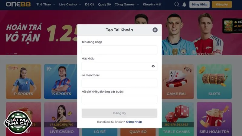 Chi tiết các bước tạo tài khoản tại nhà cái One88